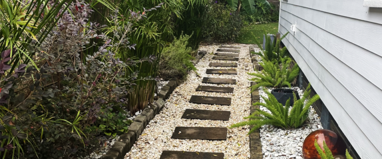 Stone pavers and rock walkway