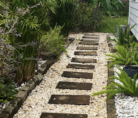 Stone pavers and rock walkway